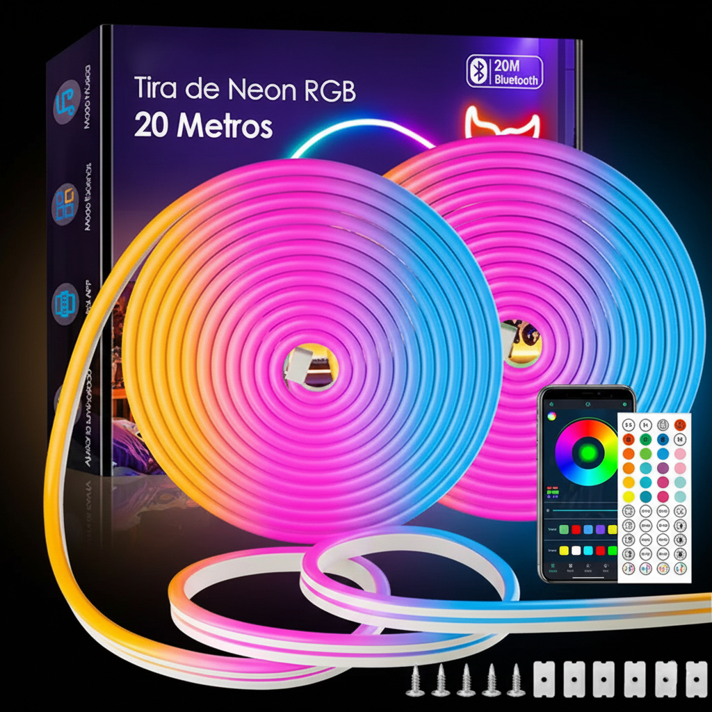 Tira Neón RGB Inteligente – Music Sync, Flexible y Ultra Brillante 5M-30M