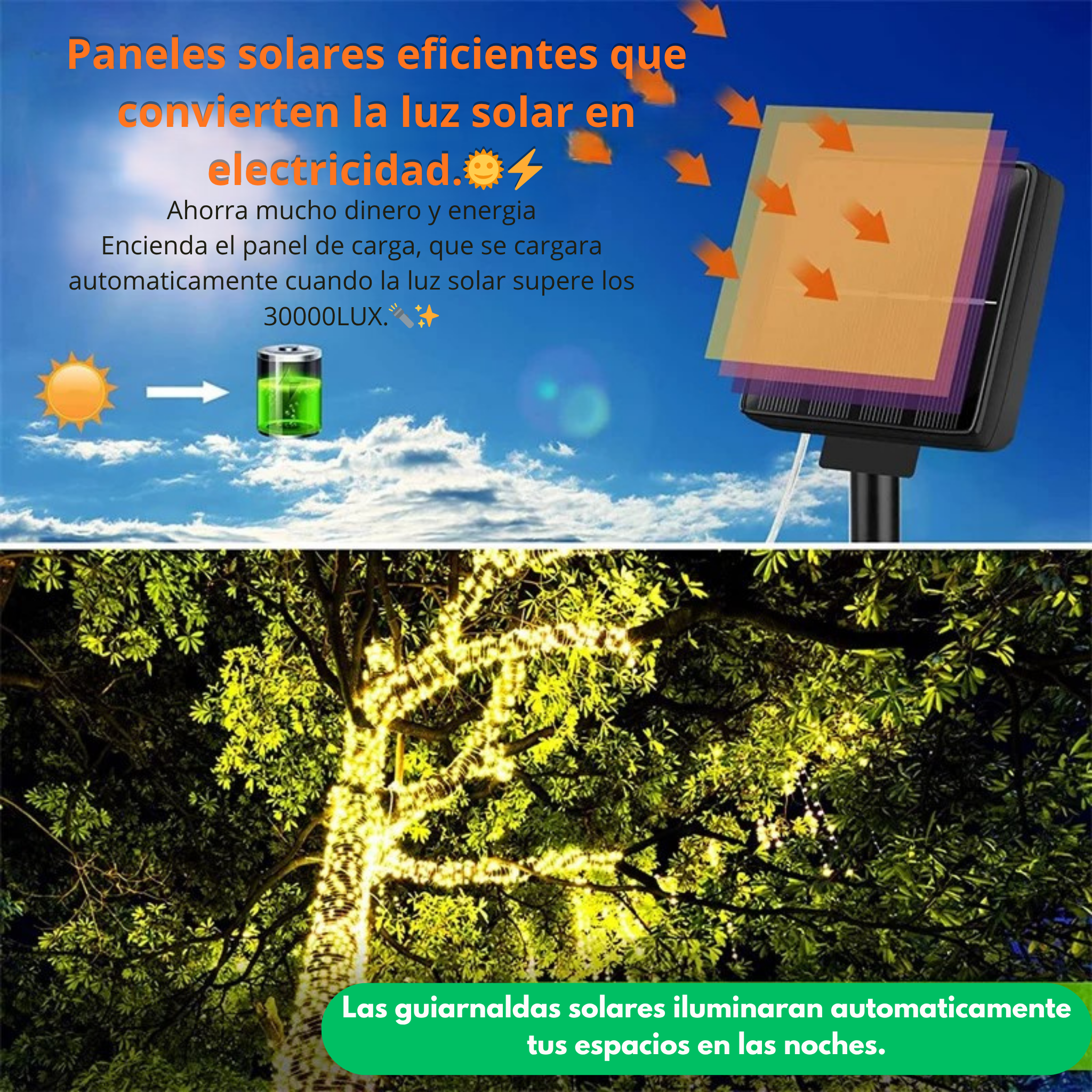 Guirnalda Solar LED de 7M-32M — Luces Impermeables para Jardín y Decoración Navideña ✨