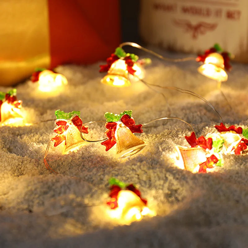 Guirnalda Navideña LED 2M -20Luces de Santa y Copos de Nieve ❄️🔋 🎄