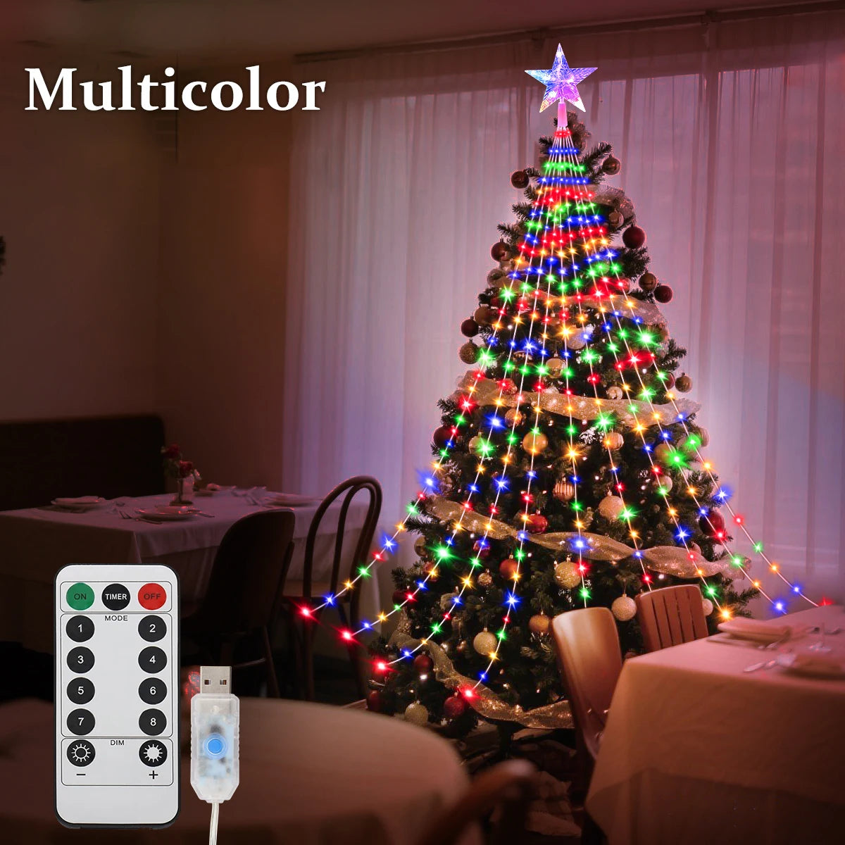 Luces LED Navideñas Impermeables 2/3M 💡 USB con 8 Modos ✨ Decoración para Árbol de Navidad, Jardín o Fiesta 🎅🎁
