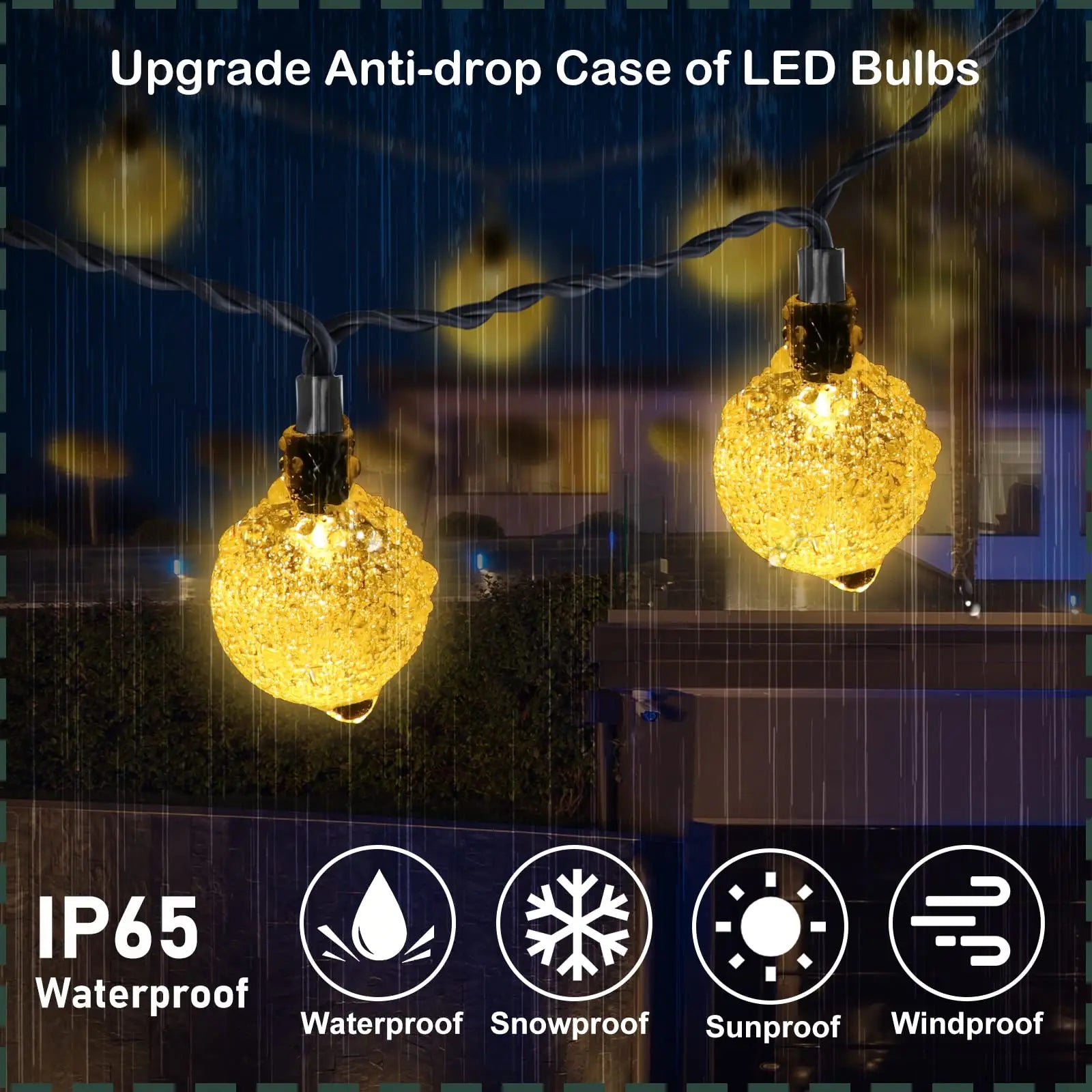 Tira de Luces LED Solares – Decoración Navideña y de Jardín con 200 Esferas Brillantes y Florcitas Impermeables